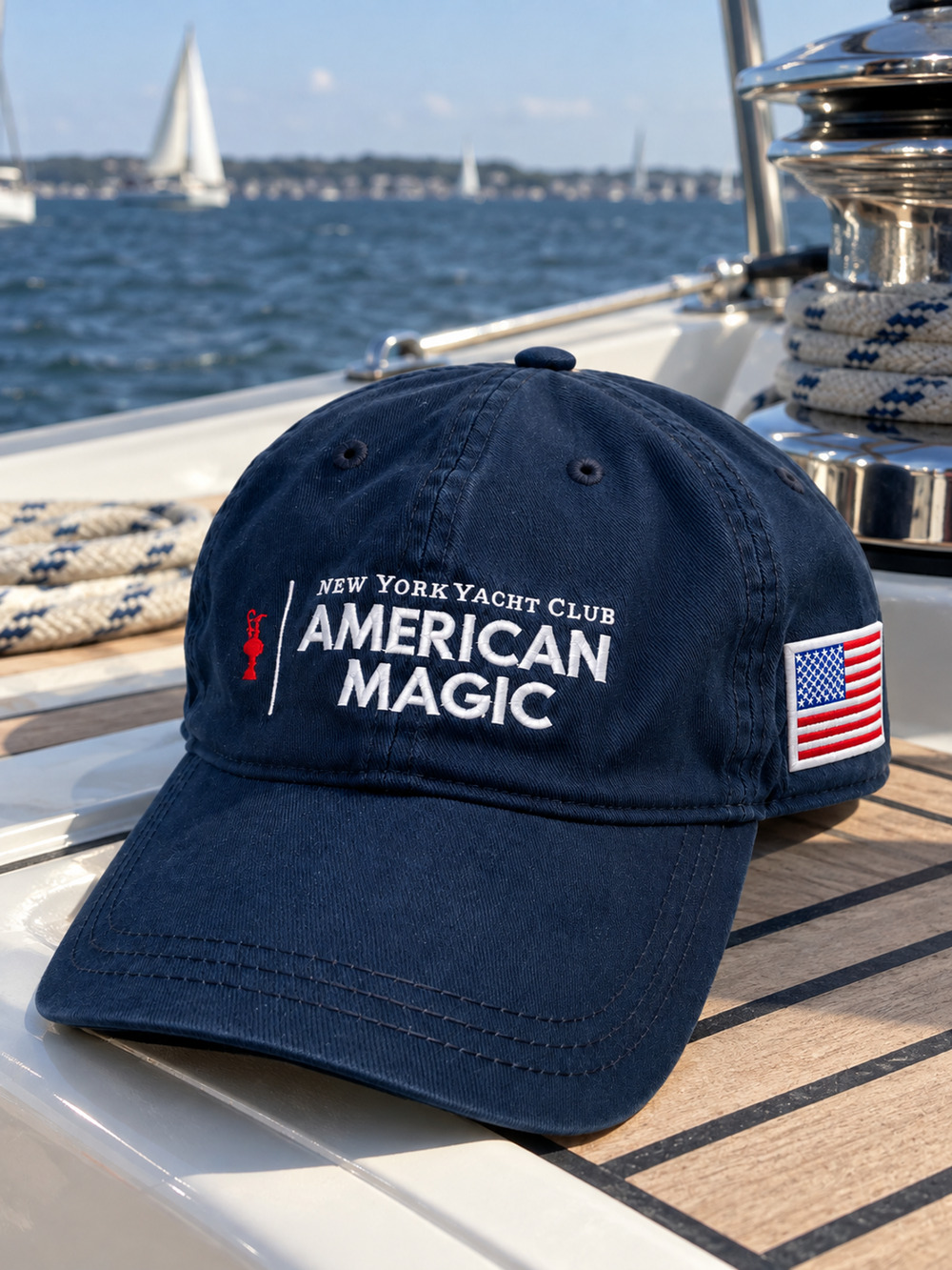 New York Yacht Club American Magic Helly Hansen Hat Navy USA Sailing Cap Rare
